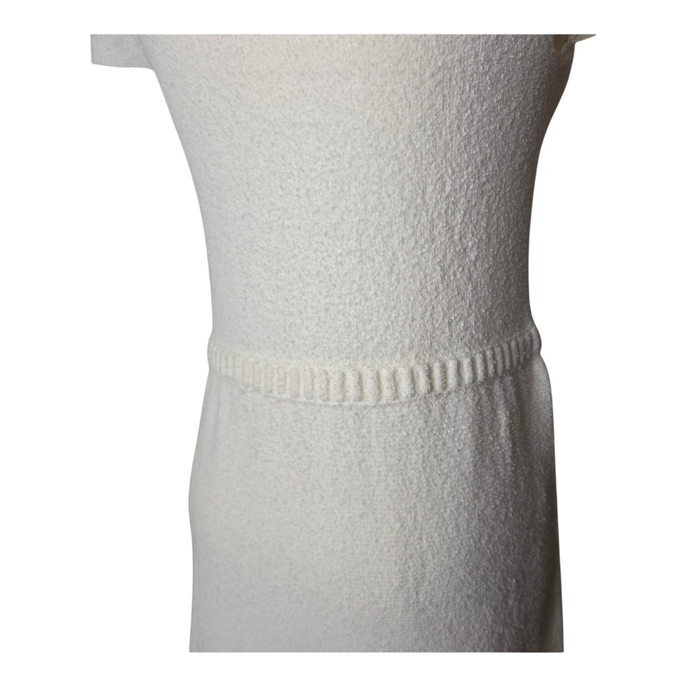 AQUA Bouclé Knit Mock Neck A-Line Short Sleeve Mini Dress Ivory Size S NWT - Picture 5 of 10